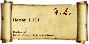 Hamar Lili névjegykártya